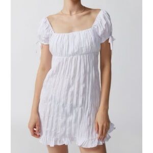 Urban Outfitters Kimchi Blue Crinkle bow mini dress white
